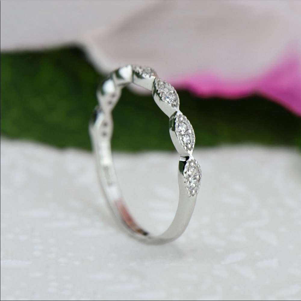 Size 7 Wedding Band Fashion Art Deco Half Eternity